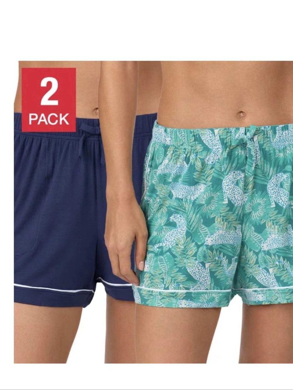 NWOT Room Service Women's 2-Pack Lounge Shorts Blue/Green Size S, M